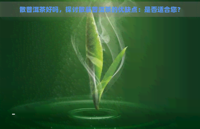 散普洱茶好吗，探讨散装普洱茶的优缺点：是否适合您？