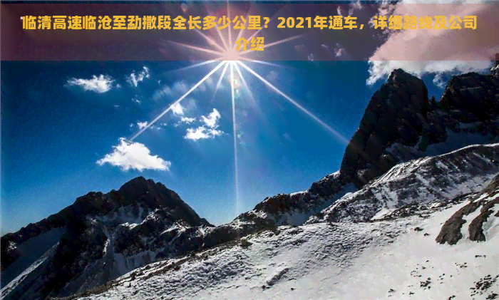 临清高速临沧至勐撒段全长多少公里？2021年通车，详细路线及公司介绍