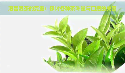 泡普洱茶的克重：探讨各种茶叶量与口感的关系