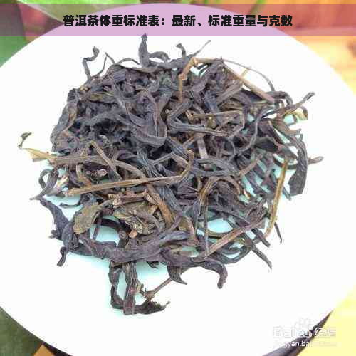 普洱茶体重标准表：最新、标准重量与克数