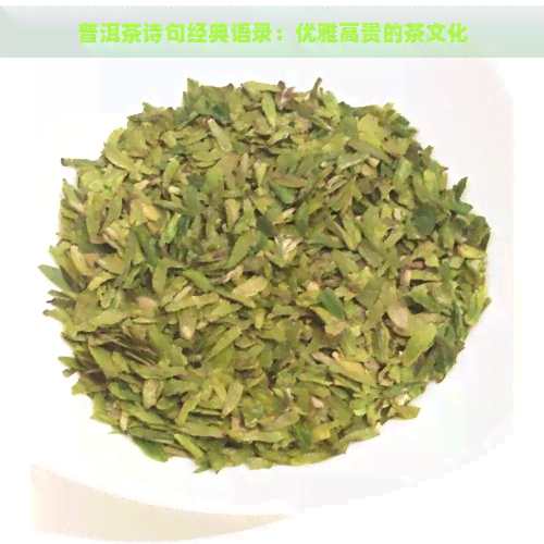 普洱茶诗句经典语录：优雅高贵的茶文化