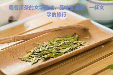 喝普洱茶的文字描述，品味普洱茶：一杯文字的旅行