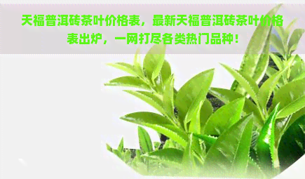 天福普洱砖茶叶价格表，最新天福普洱砖茶叶价格表出炉，一网打尽各类热门品种！