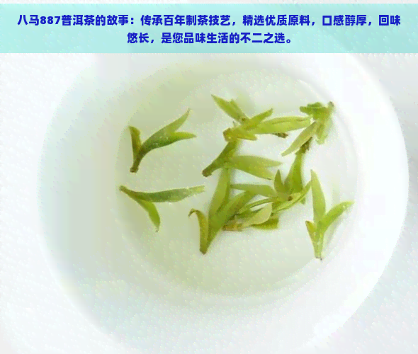 八马887普洱茶的故事：传承百年制茶技艺，精选优质原料，口感醇厚，回味悠长，是您品味生活的不二之选。