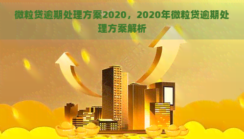 微粒贷逾期处理方案2020，2020年微粒贷逾期处理方案解析