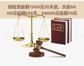 微粒贷逾期1500元35天后，欠款6000元逾期501天，54000元逾期74天。