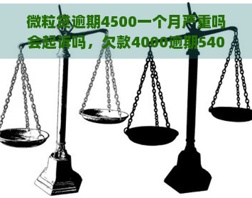 微粒贷逾期4500一个月严重吗会起诉吗，欠款4000逾期54000怎么办？