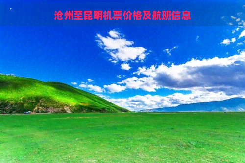 沧州至昆明机票价格及航班信息